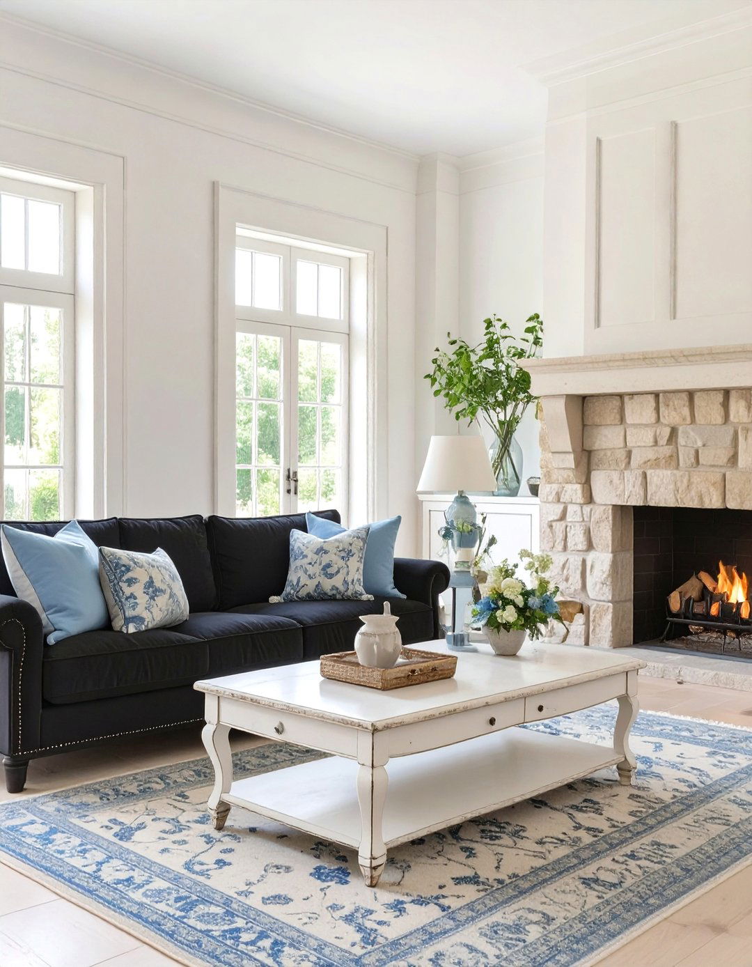 French Country Living Room - 30 black couch living room ideas