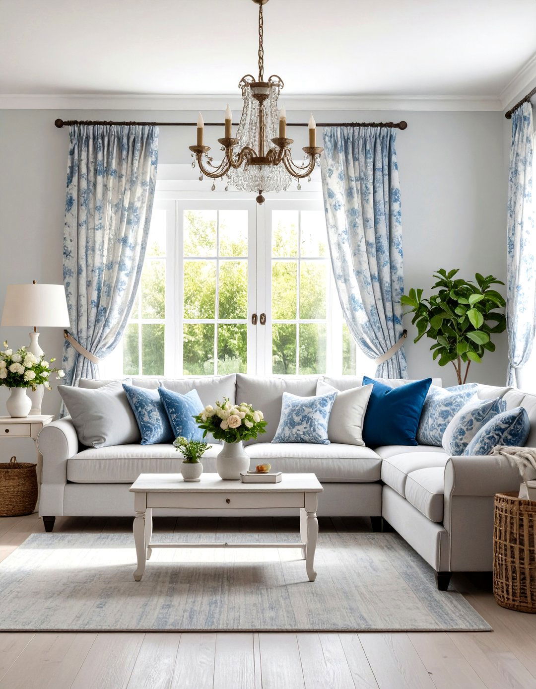 French Country Living Room - 30 light grey couch living room ideas