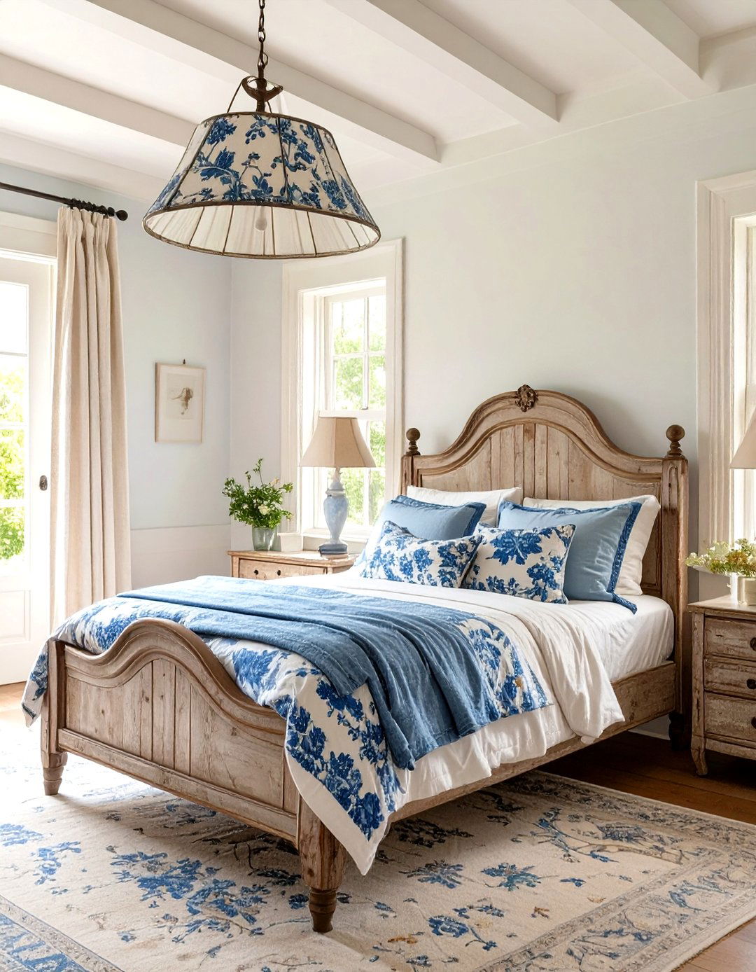 French Country Toile Shade Light - 30 bedroom ceiling light ideas