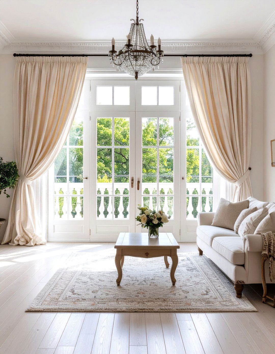 French Doors Opening to a Balcony - 30 living room window ideas