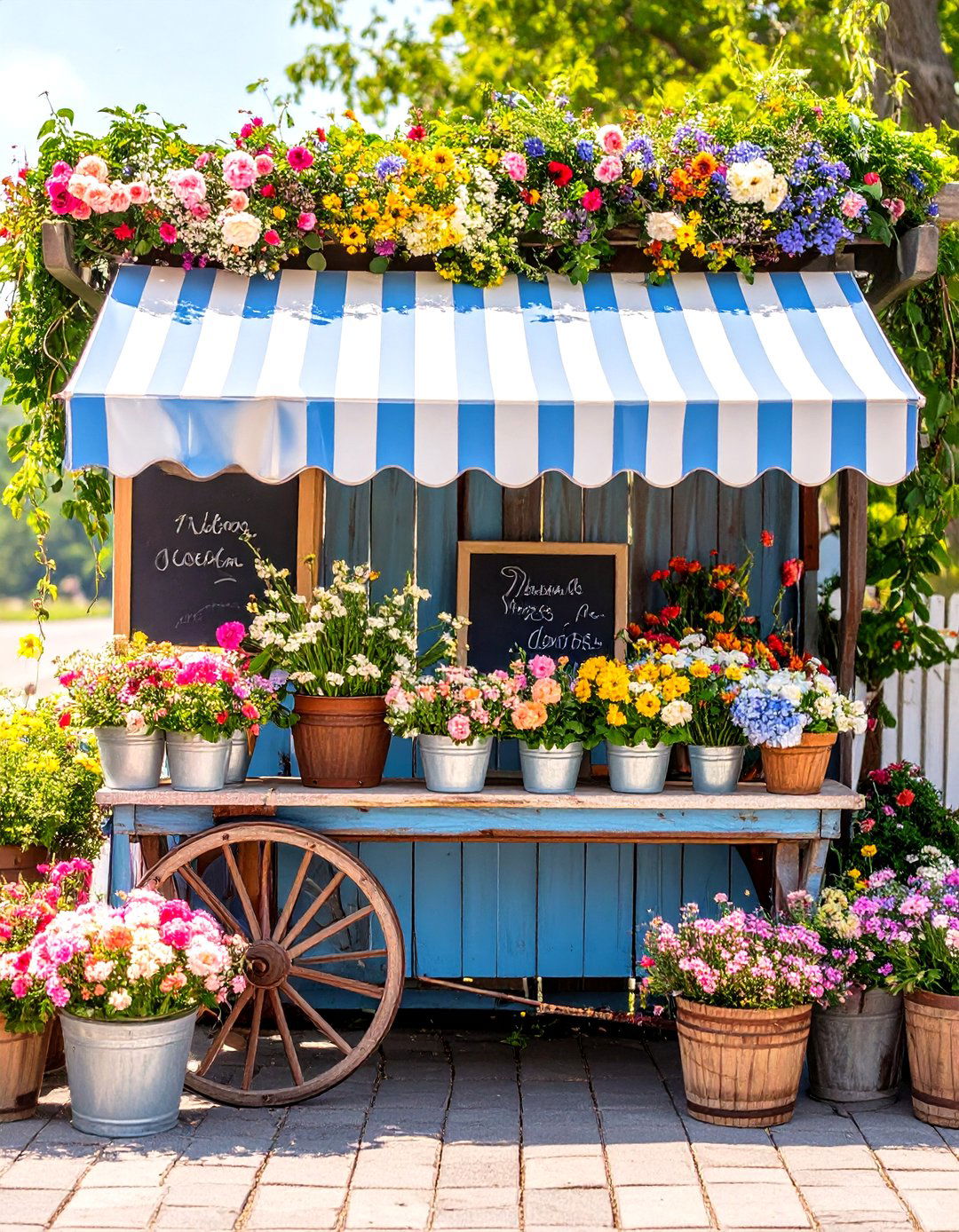 French Market Flower Stand - 30 baby shower backdrop ideas