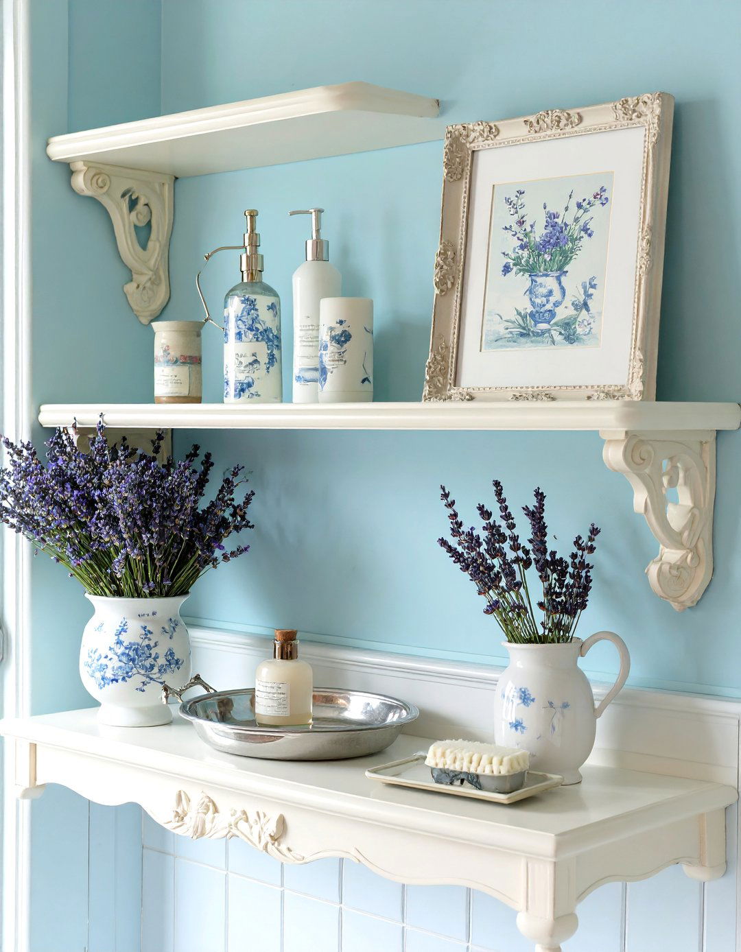 French Provincial Elegance Bathroom Shelf - 30 bathroom shelf decor ideas