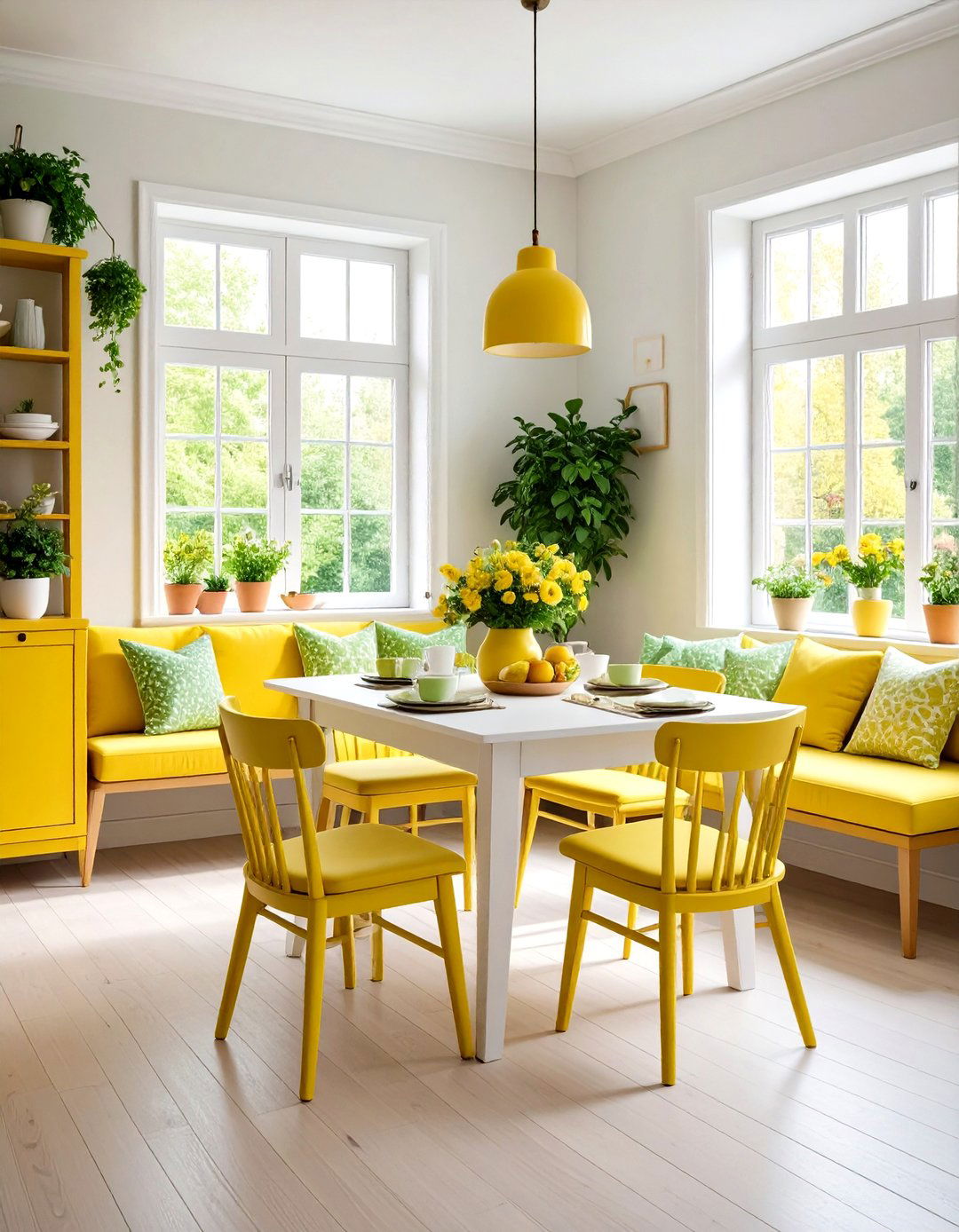 Fresh Analogous Green Yellow Green and Yellow Breakfast Nook - 30 interior design color wheel ideas
