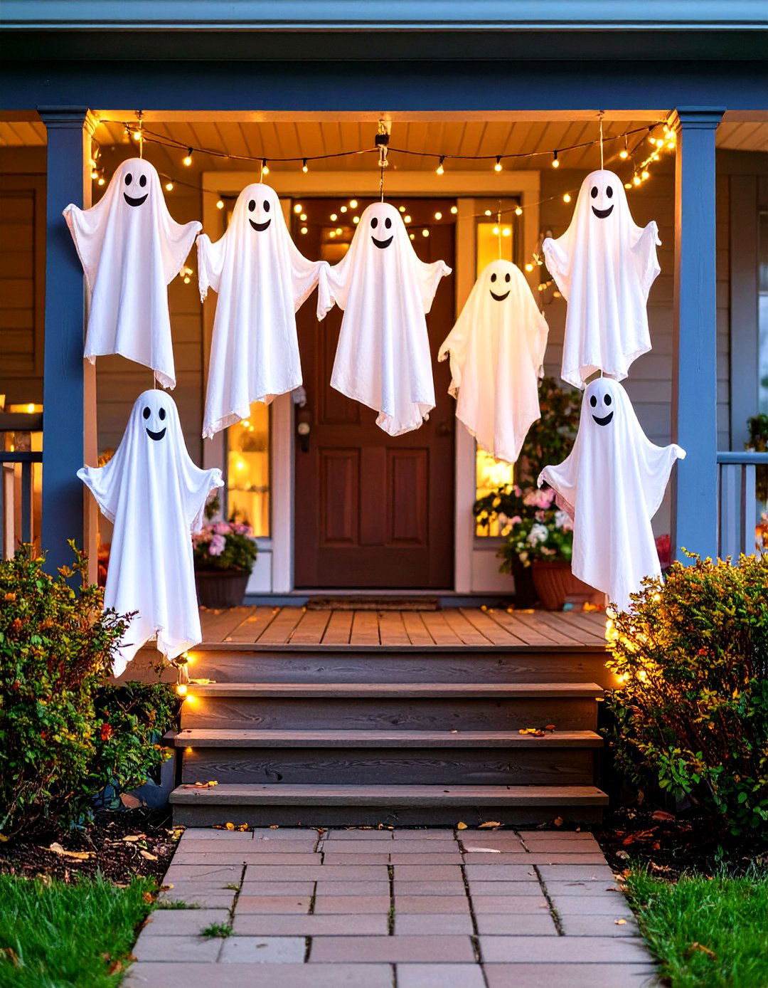 Friendly Ghost Gathering Porch - 30 halloween front porch ideas