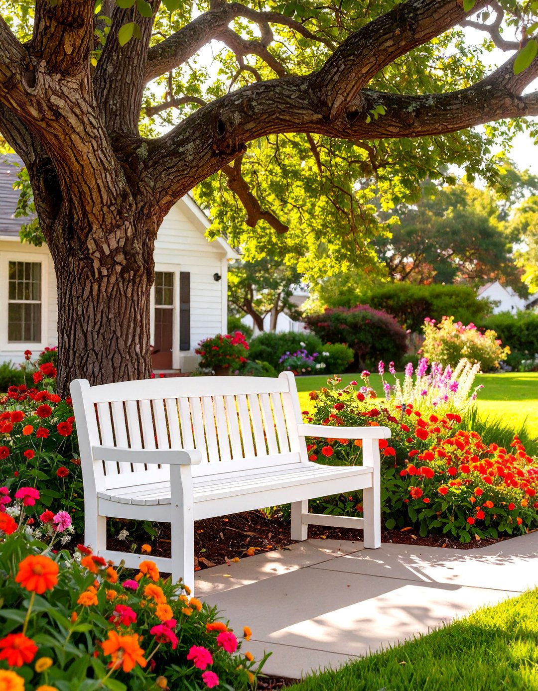 Front Yard Bench - 30 simple front yard landscaping ideas