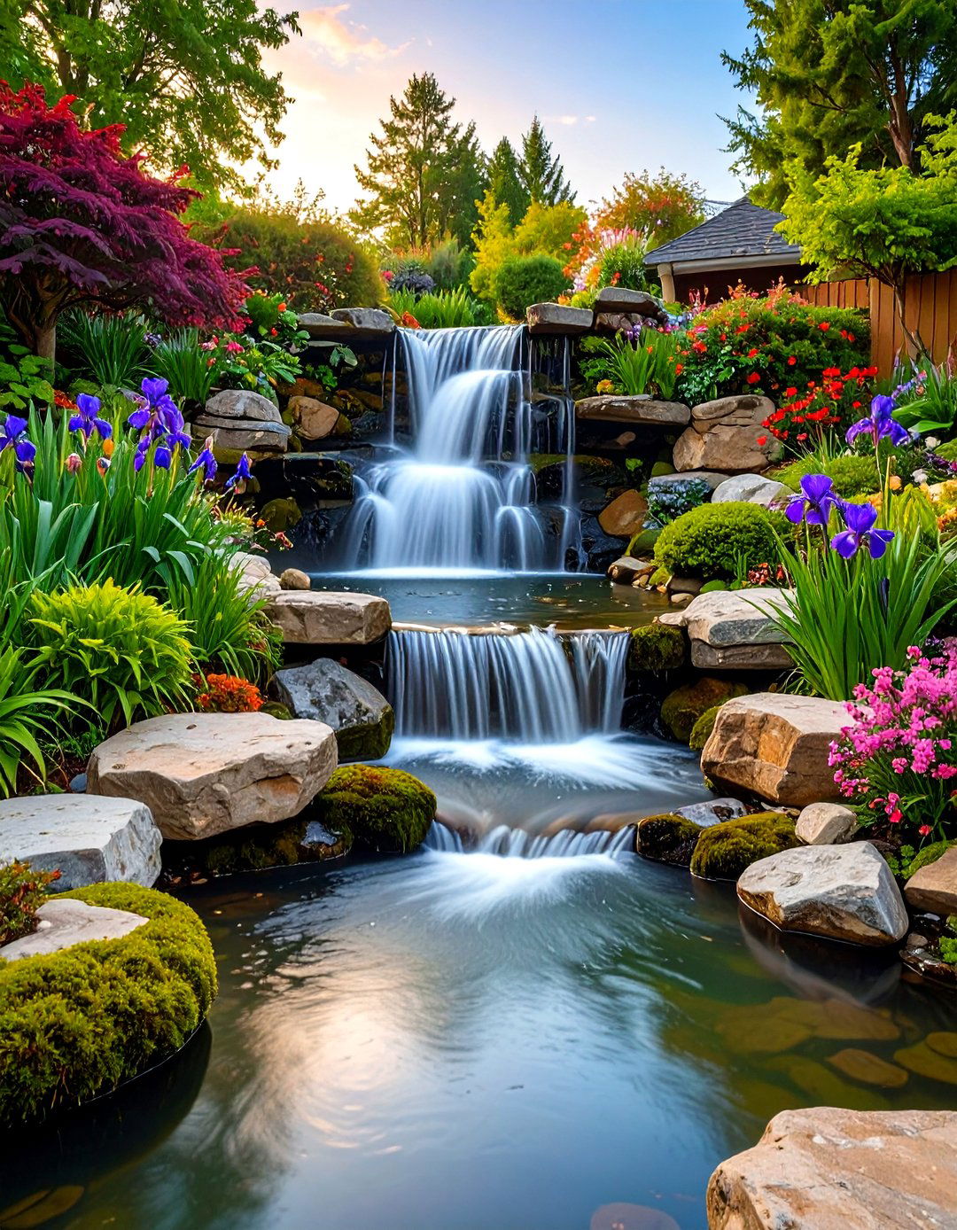 Front Yard Rock Garden with a Water Feature - 30 rock garden ideas for front yard
