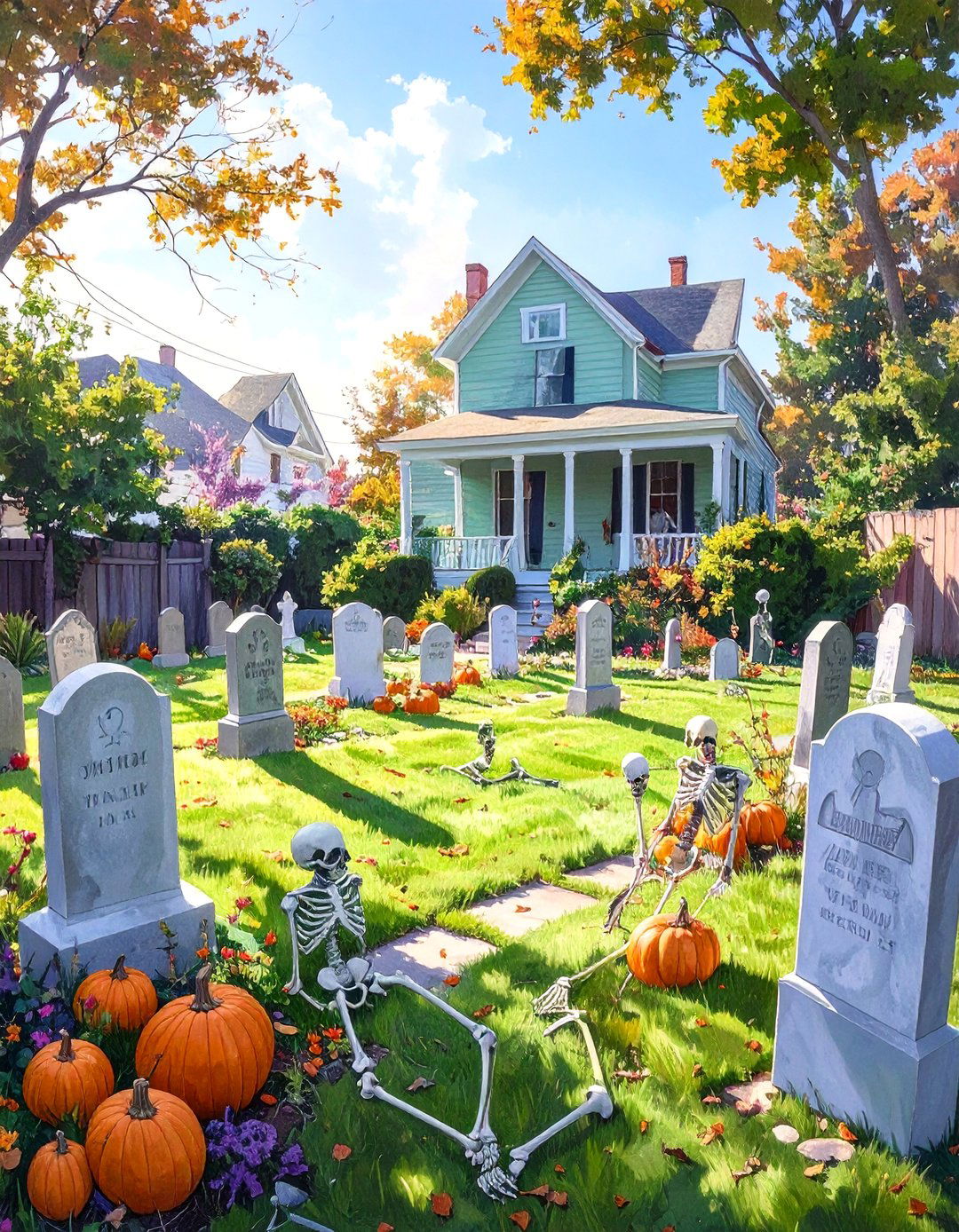Front Yard Skeleton Graveyard - 30 outdoor halloween decoration ideas