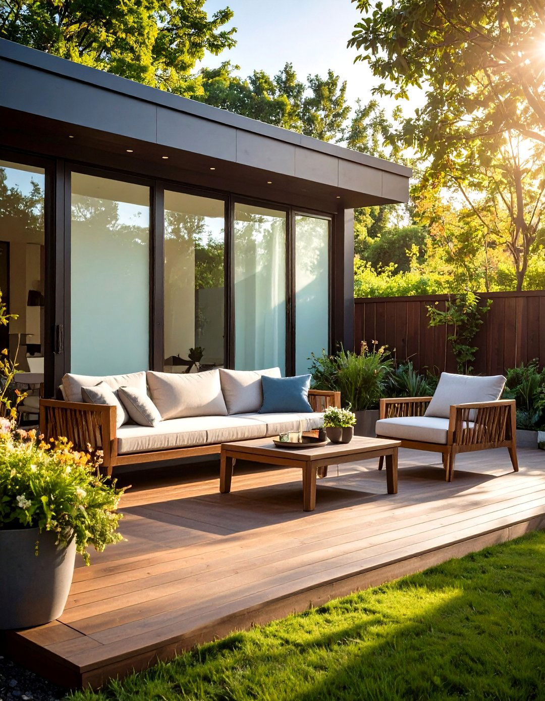 Frosted Glass Panel Elegance - 30 deck privacy wall ideas