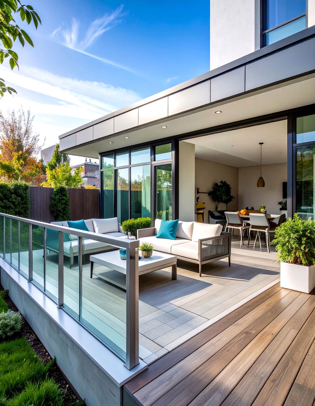 Frosted Glass Panel Patio Railing - 30 patio railing ideas