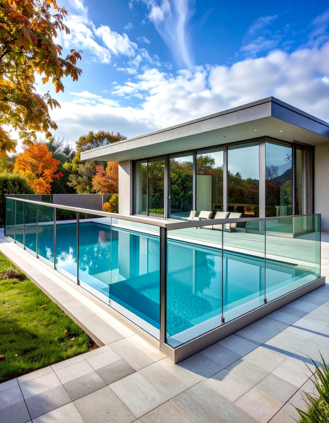 Frosted Glass Panel Pool Deck Railing - 30 pool deck railing ideas