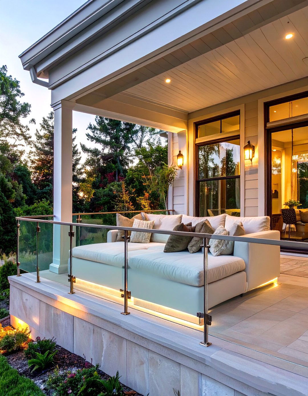 Frosted Glass Panel Porch Railing - 30 modern front porch railing ideas