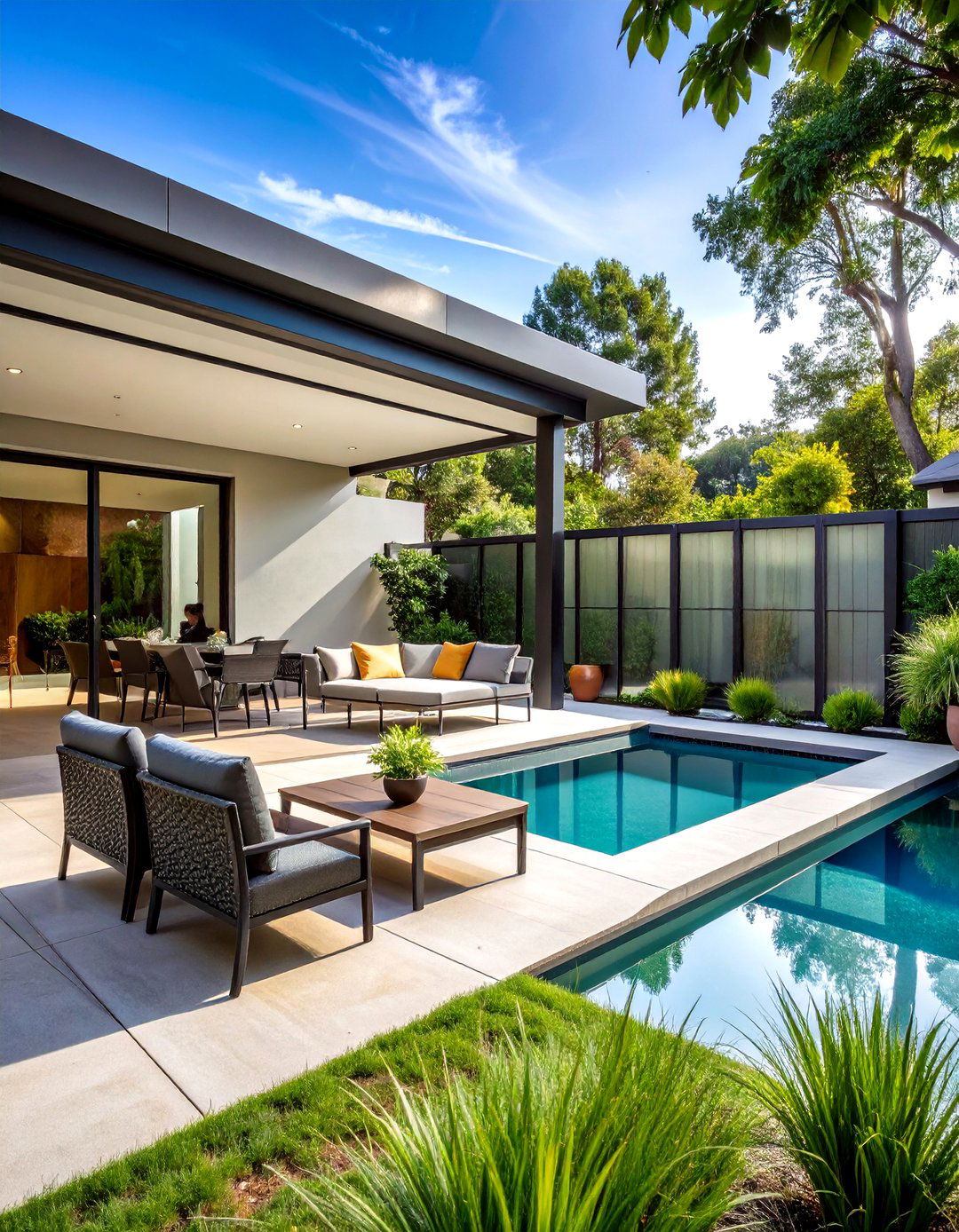 Frosted Glass Panel Privacy Fence - 30 privacy fence ideas for backyard