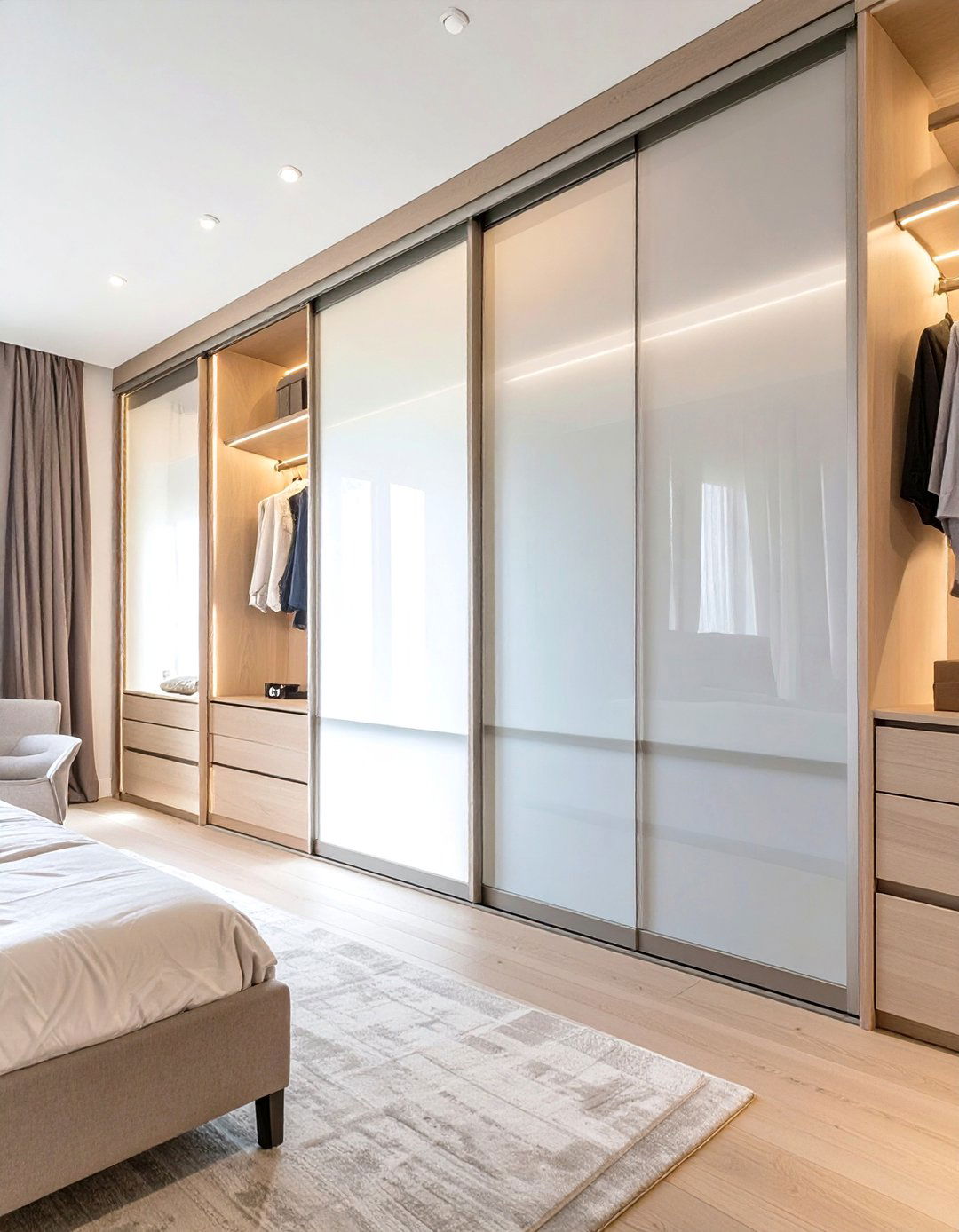 Frosted Glass Panels for a Modern Look - 30 alternative to closet door ideas