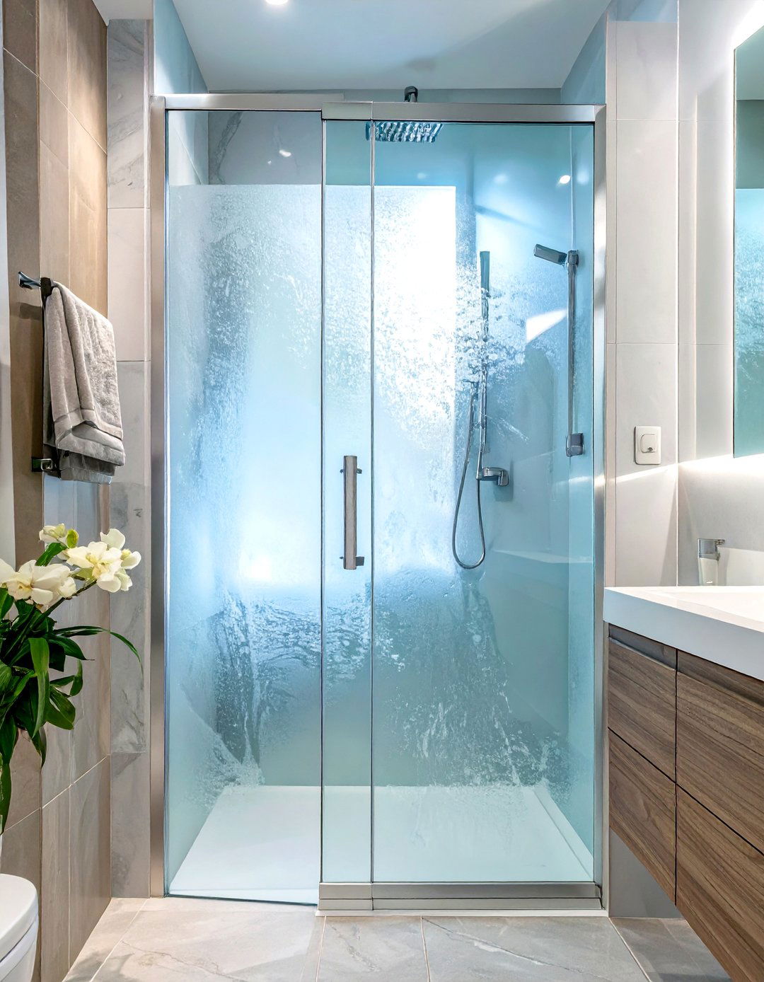 Frosted Glass Shower Door - 30 shower door ideas