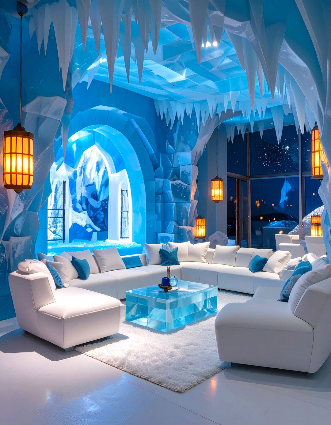 Frosty Ice Palace Salon - 30 minecraft living room ideas