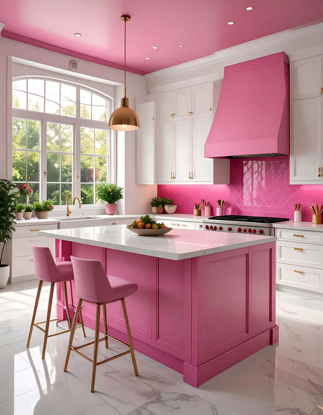 Fuchsia Pink Accent Kitchen - 30 colorful kitchen ideas