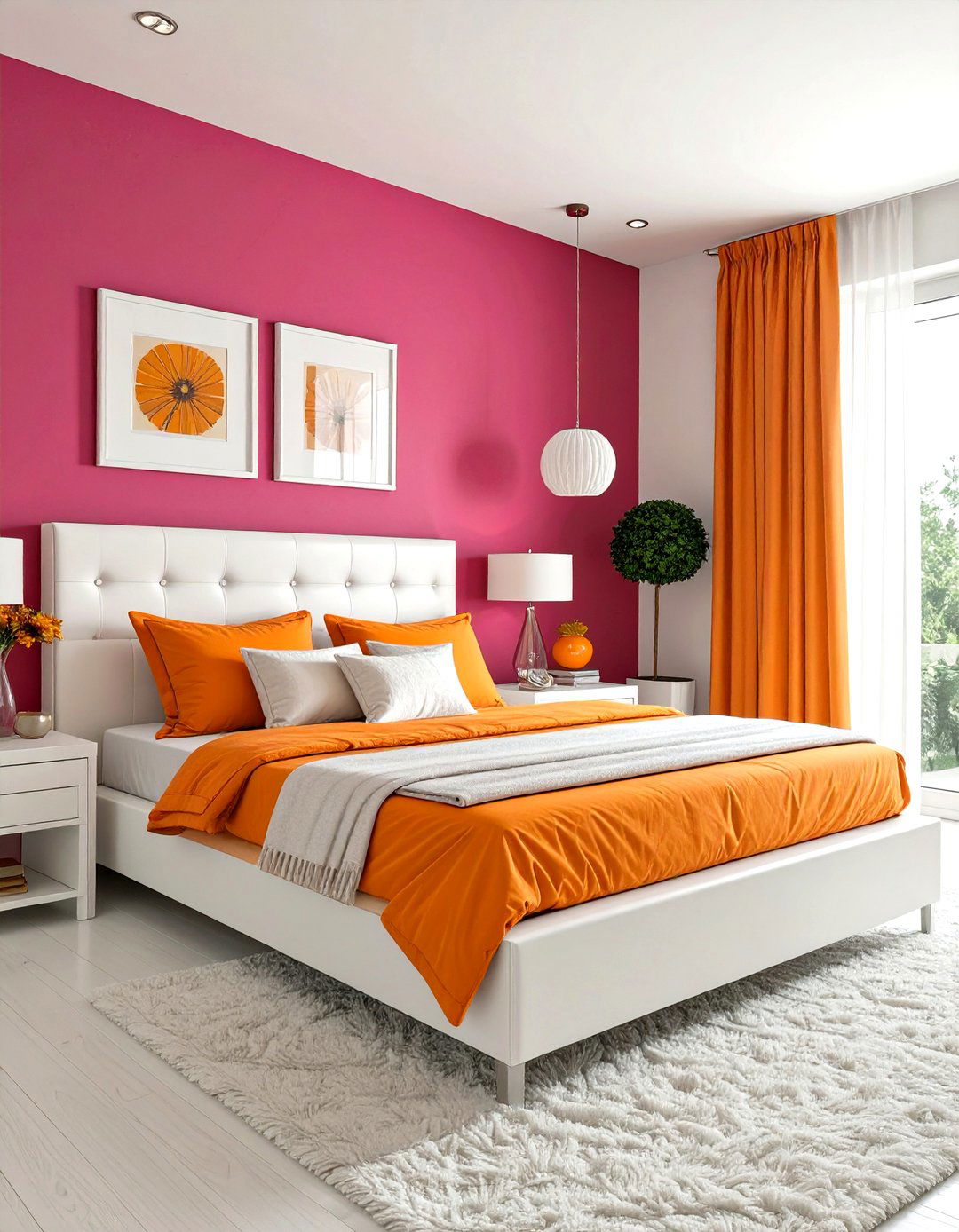 Fuchsia and Orange Bedroom - 30 girls bedroom ideas pink