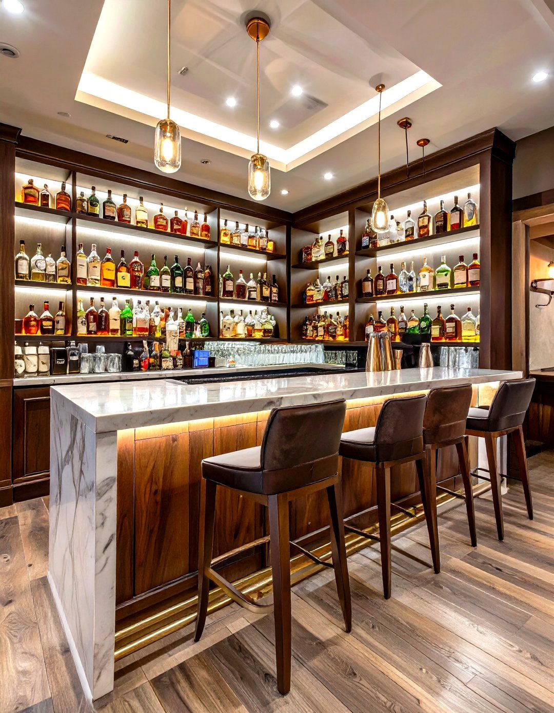 Full Back Bar with Ample Storage - 30 wet bar basement bar ideas