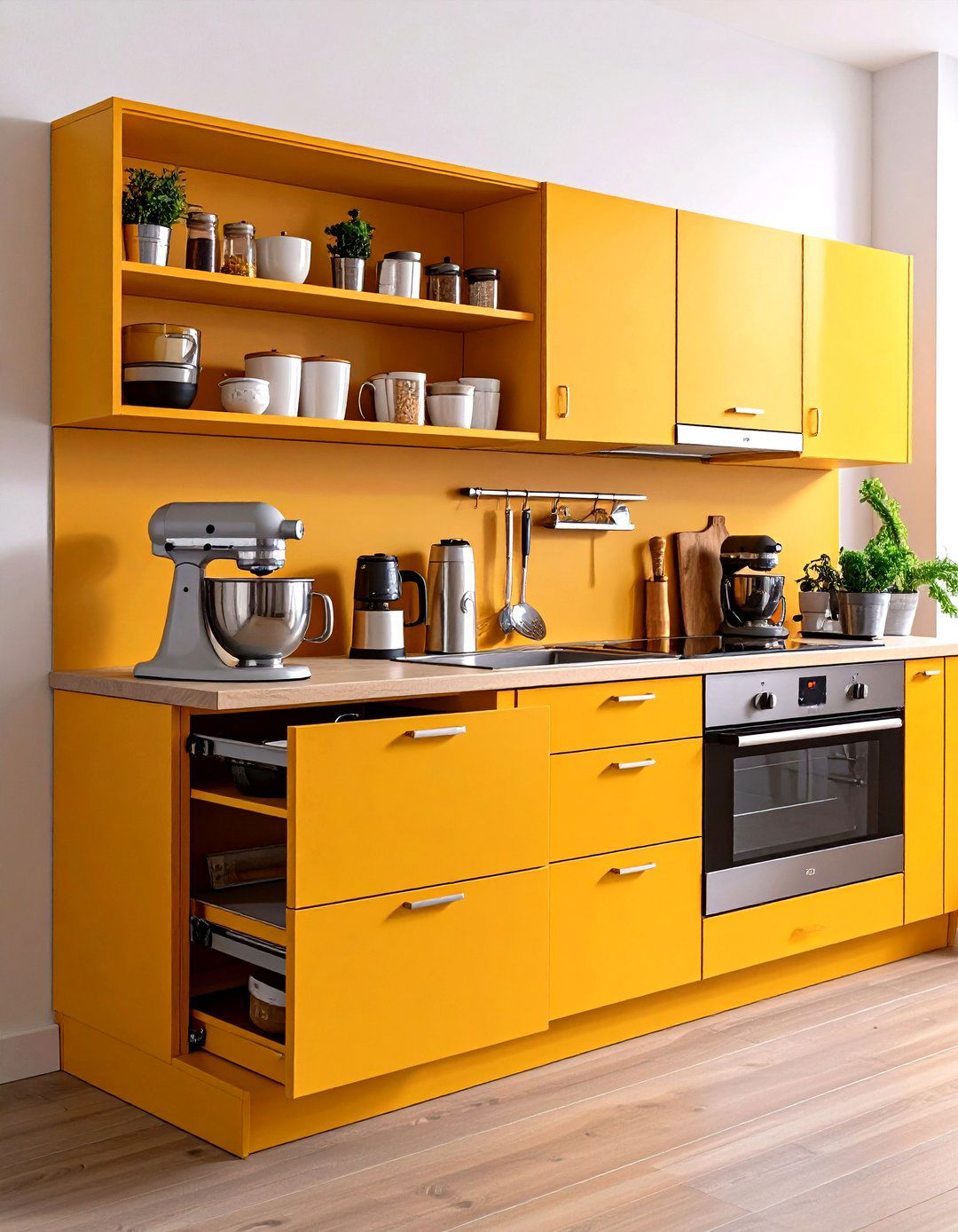 Full Extension Roll Out Trays - 30 kitchen cabinet storage ideas