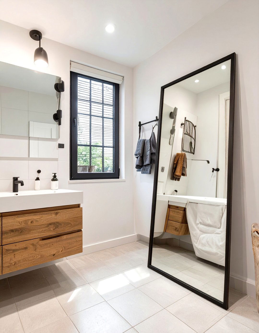 Full Length Leaner Mirror - 30 teen bathroom ideas