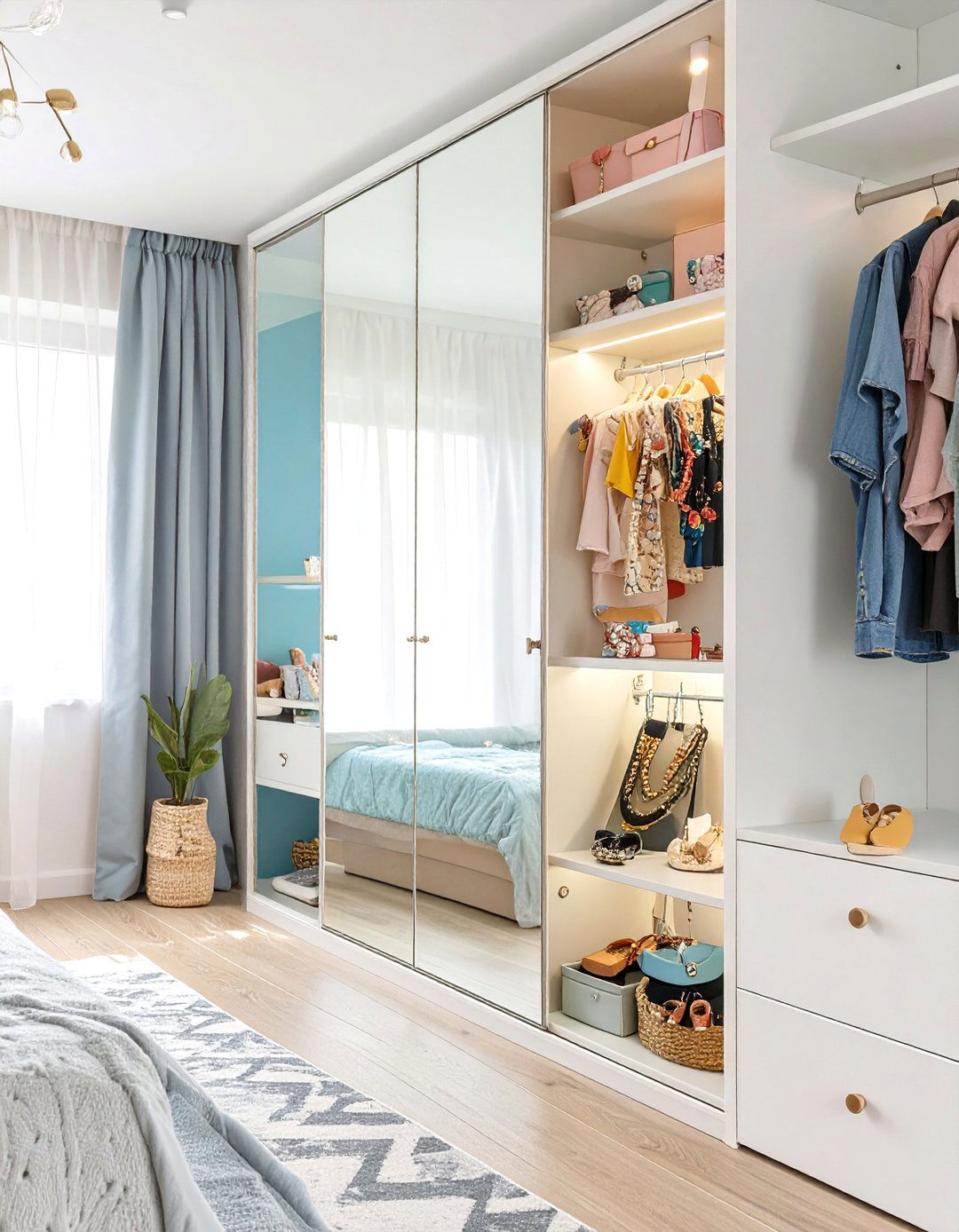 Full Length Mirror with Hidden Jewelry Storage - 30 teenage bedroom ideas