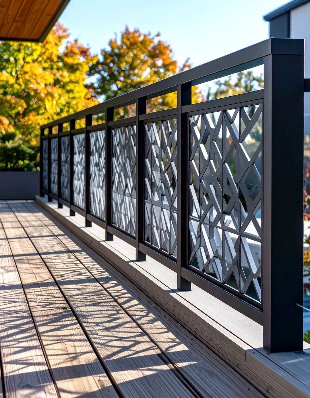 Full Panel Decorative Screen Railing - 30 pool deck railing ideas