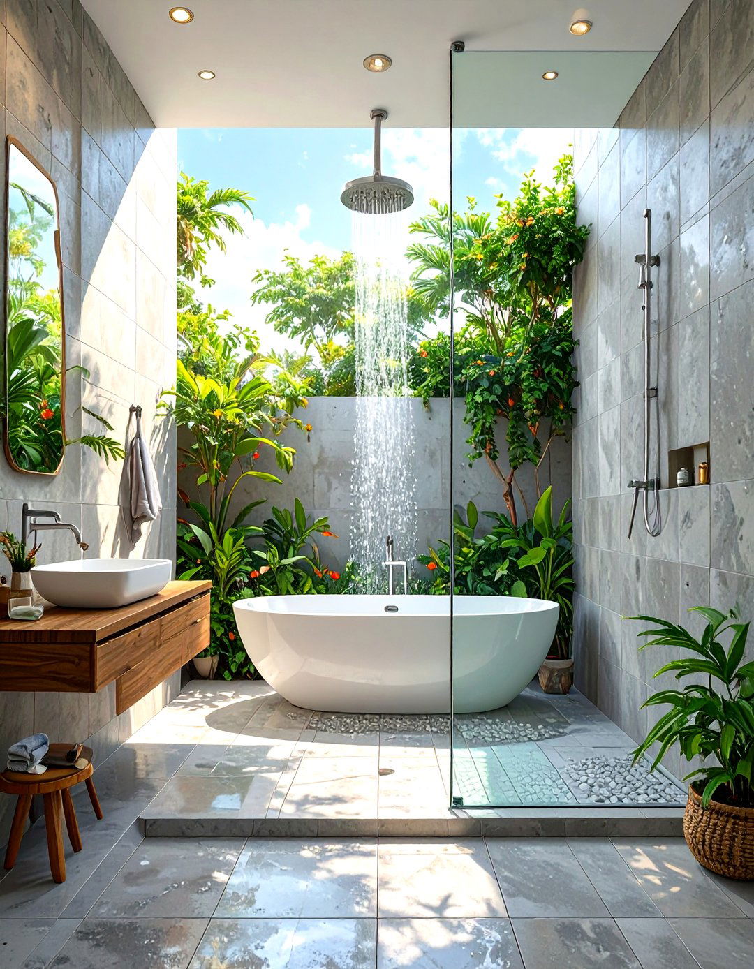 Full Tiled Walk In Shower Room - 30 tub to shower conversion ideas