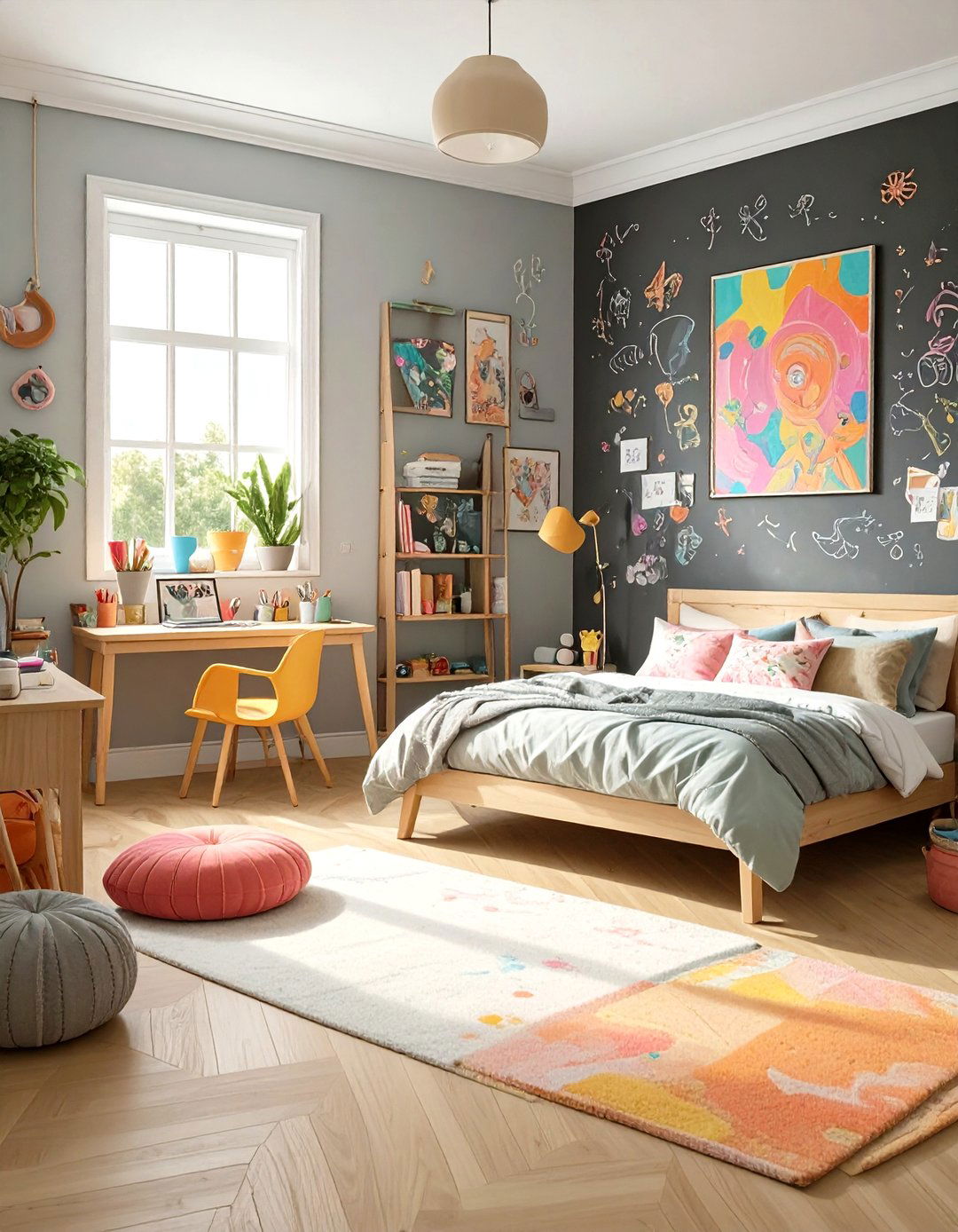 Full Wall Chalkboard for Creativity - 30 teenage girl room ideas