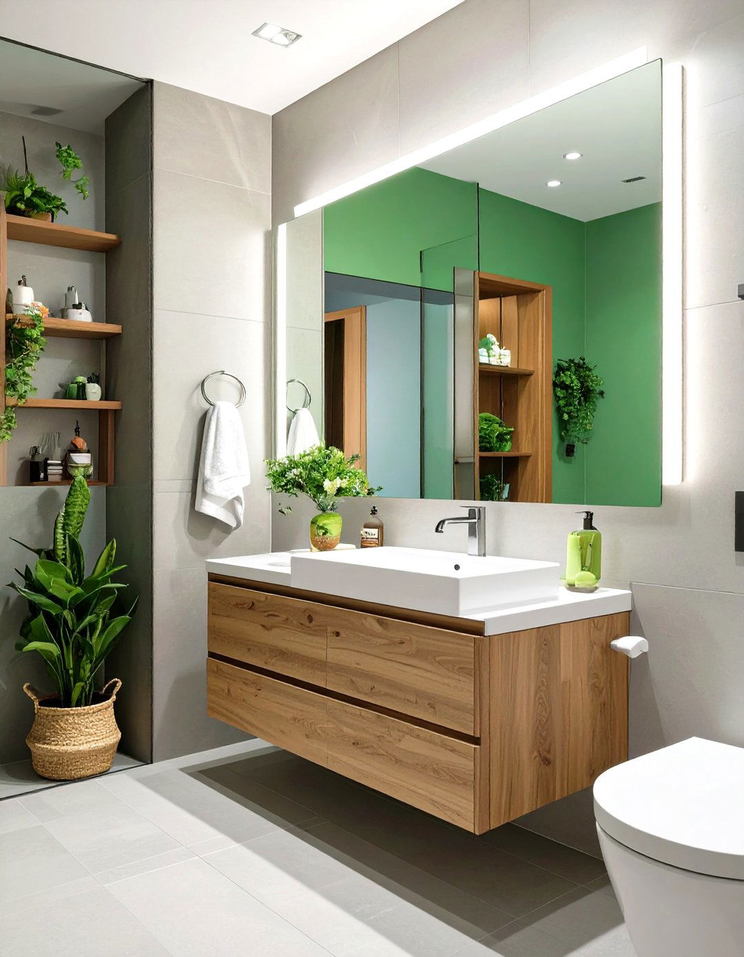 Full Wall Mirror - 30 small bathroom decor ideas