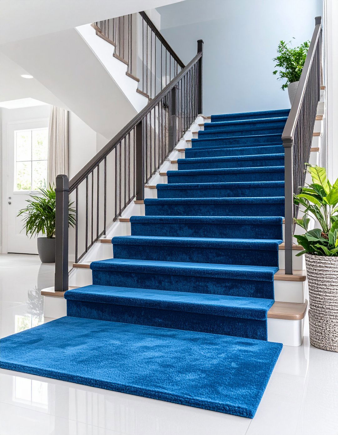 Fully Carpeted Stairs in Bold Colors - 30 latest carpet trends for stairs