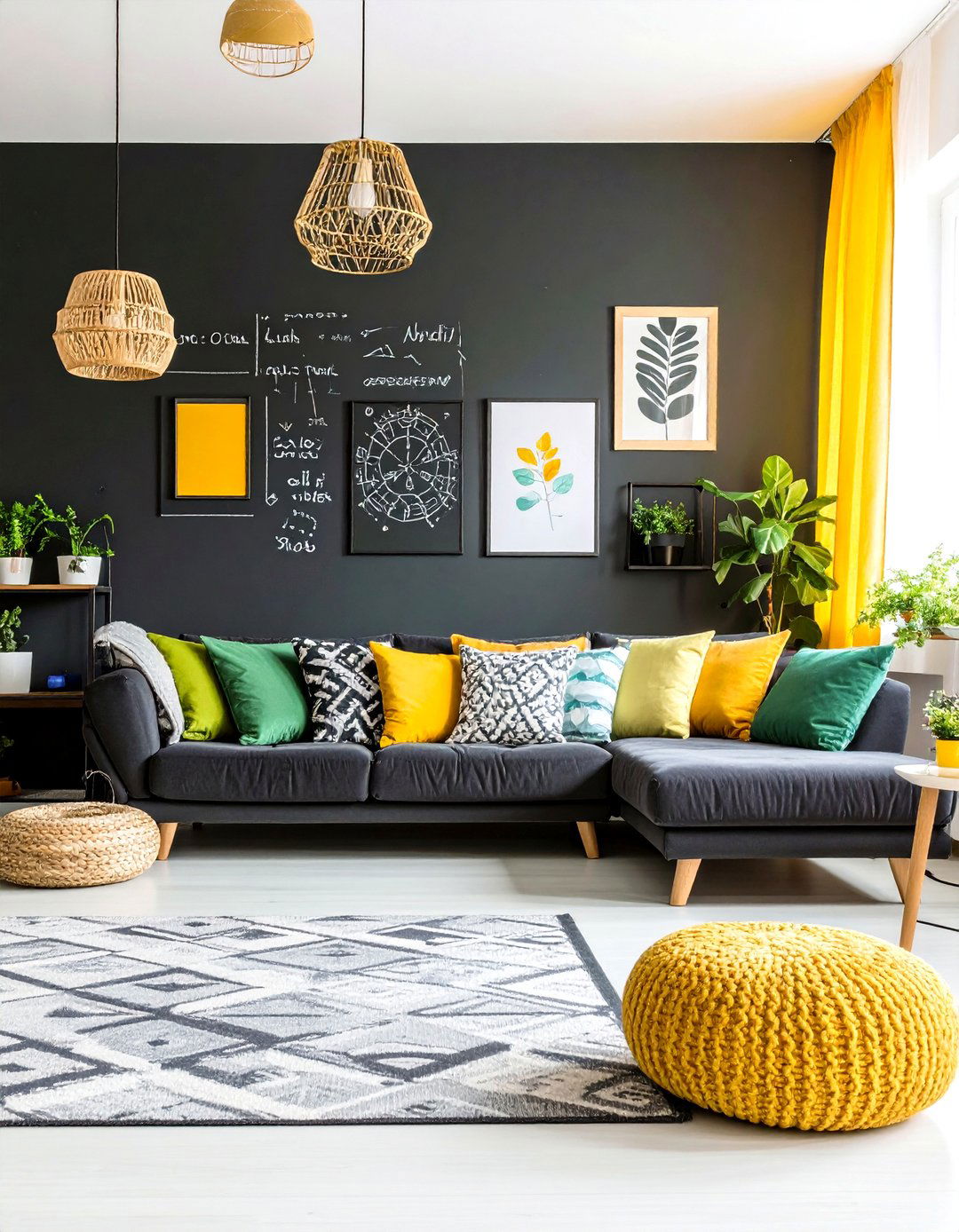 Fun And Functional Chalkboard Wall - 30 accent wall ideas for living room