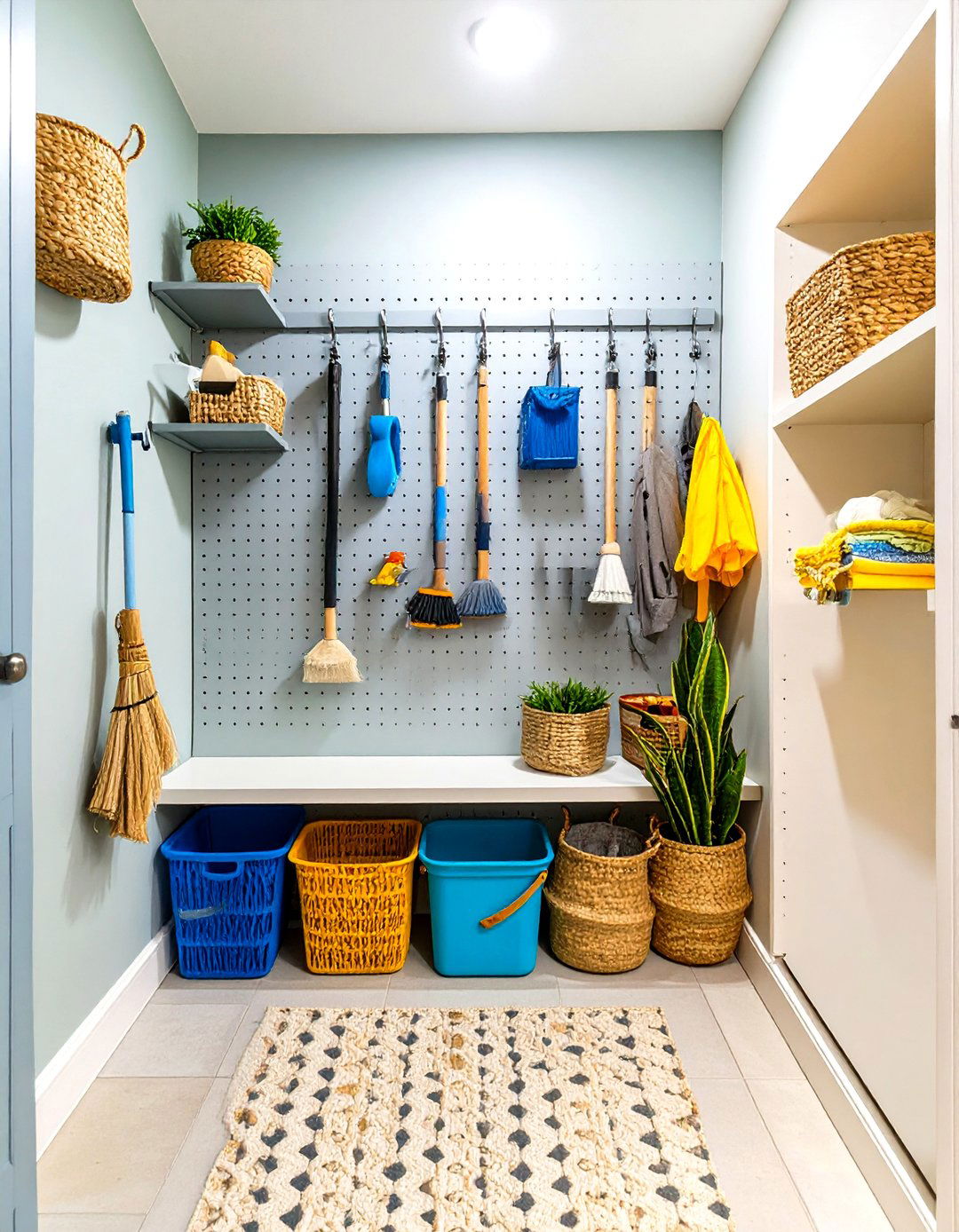 Functional Pegboard Wall - 30 broom wall color ideas