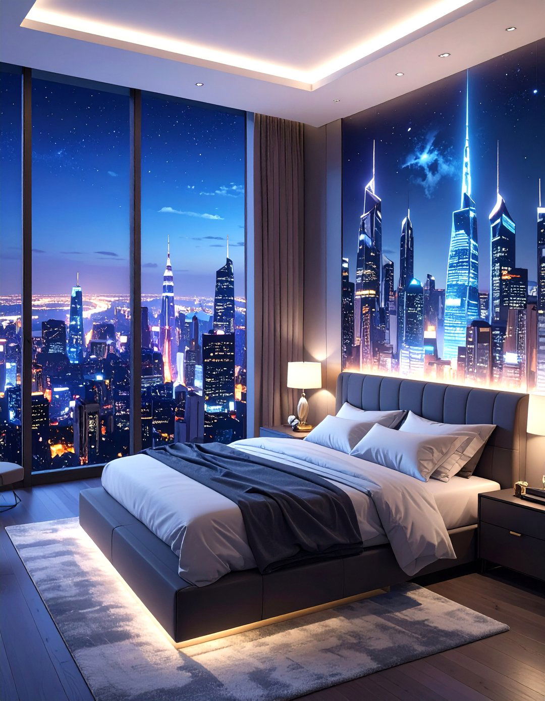 Futuristic Cityscape Wall Murals - 30 ai wall art ideas
