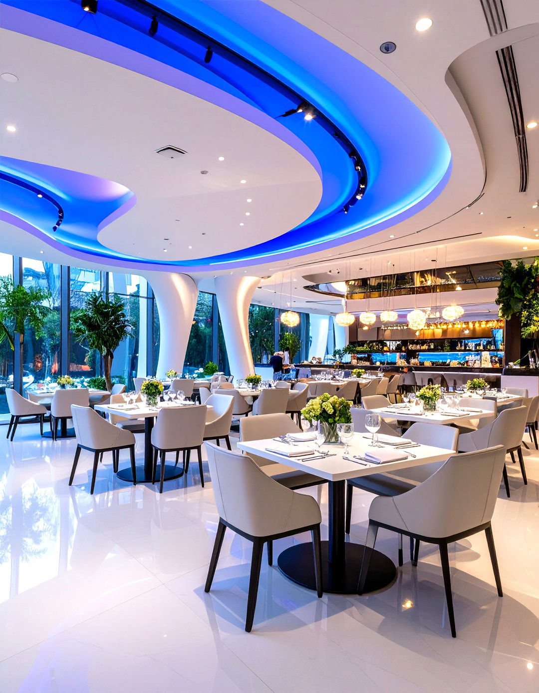 Futuristic Design with LED Lighting - 30 restaurant interior design ideas