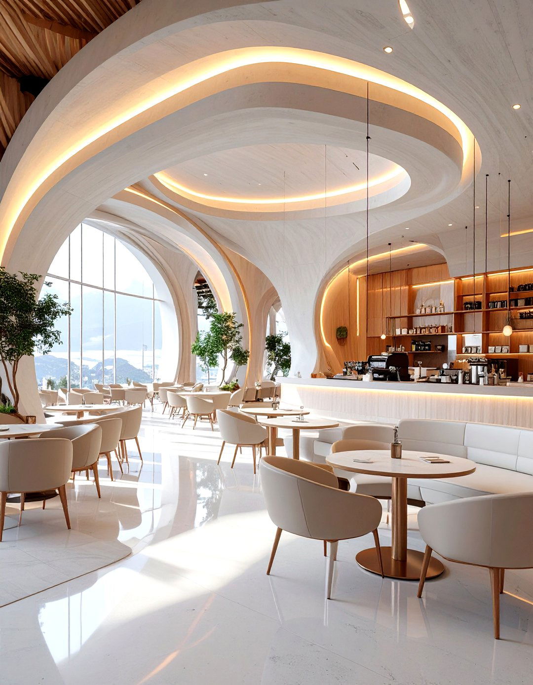 Futuristic Minimalist Cafe - 30 cafe interior design ideas
