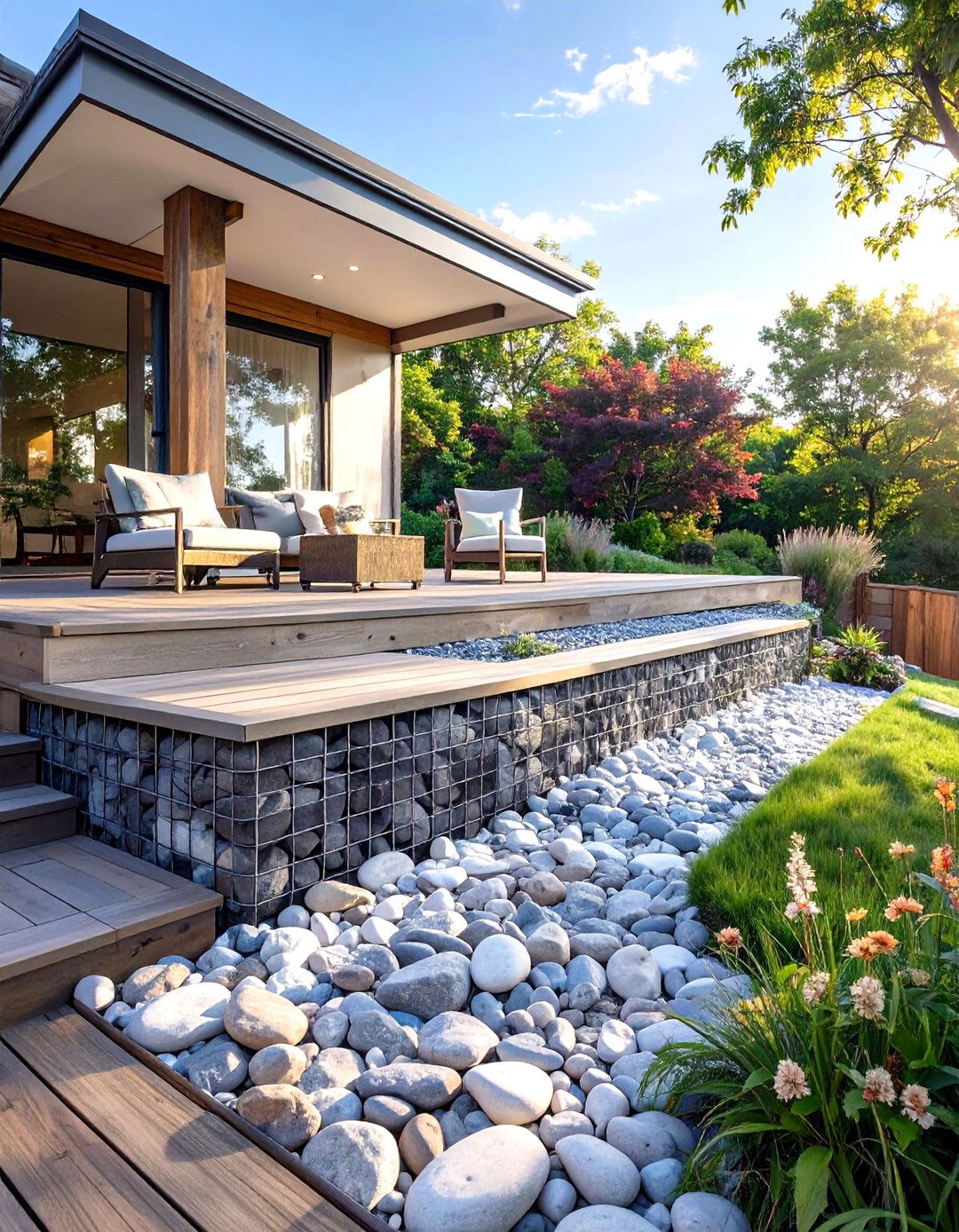 Gabion Wall Deck Skirting - 30 deck skirting ideas