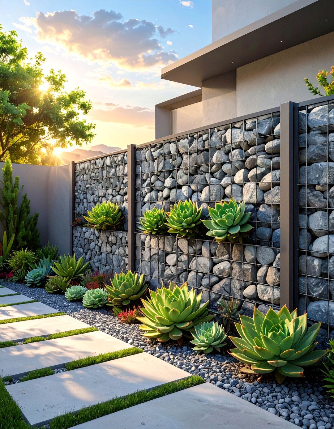 Gabion Wall Fence - 30 small garden fence ideas