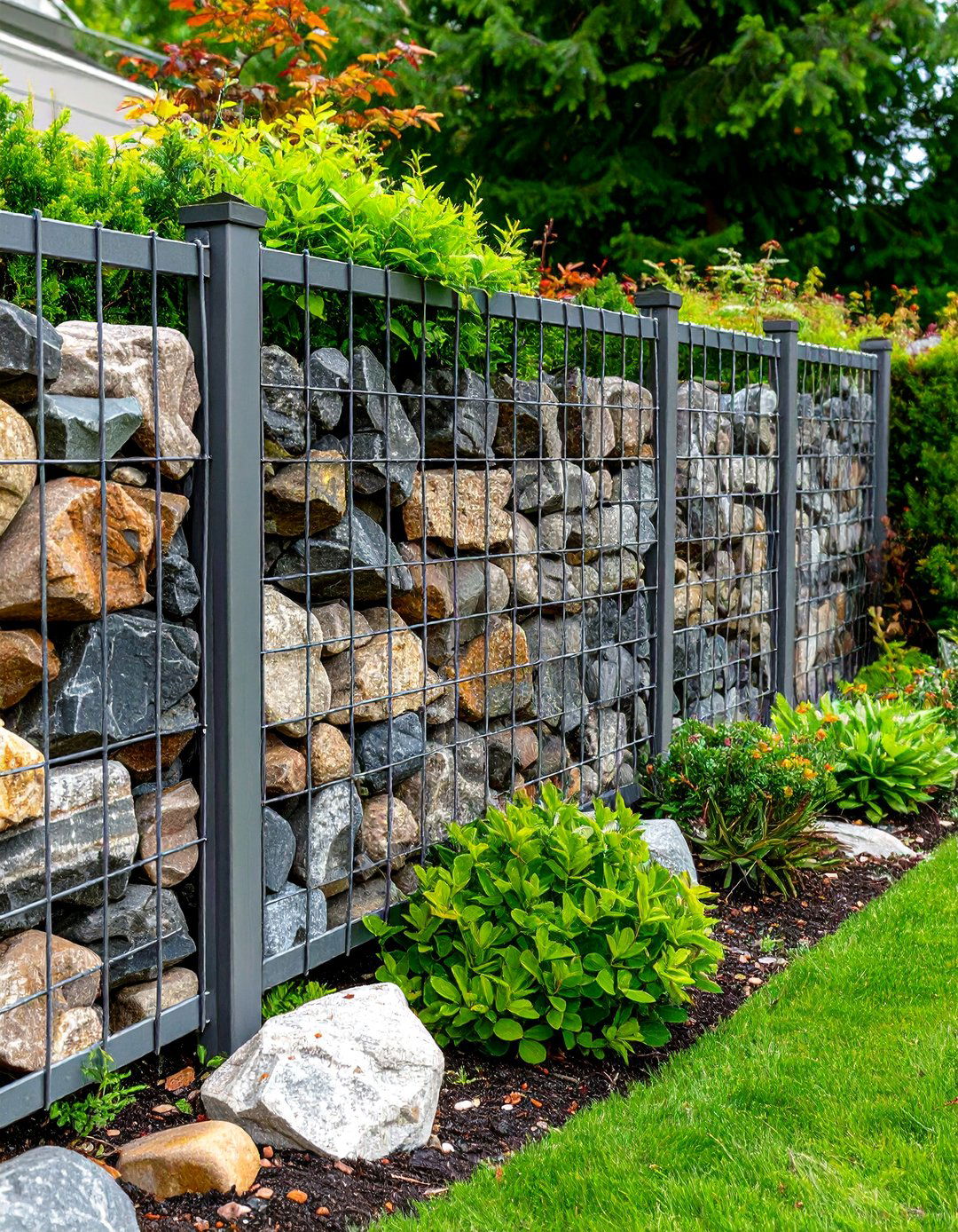 Gabion Wall Fence Originality - 30 front yard fencing ideas