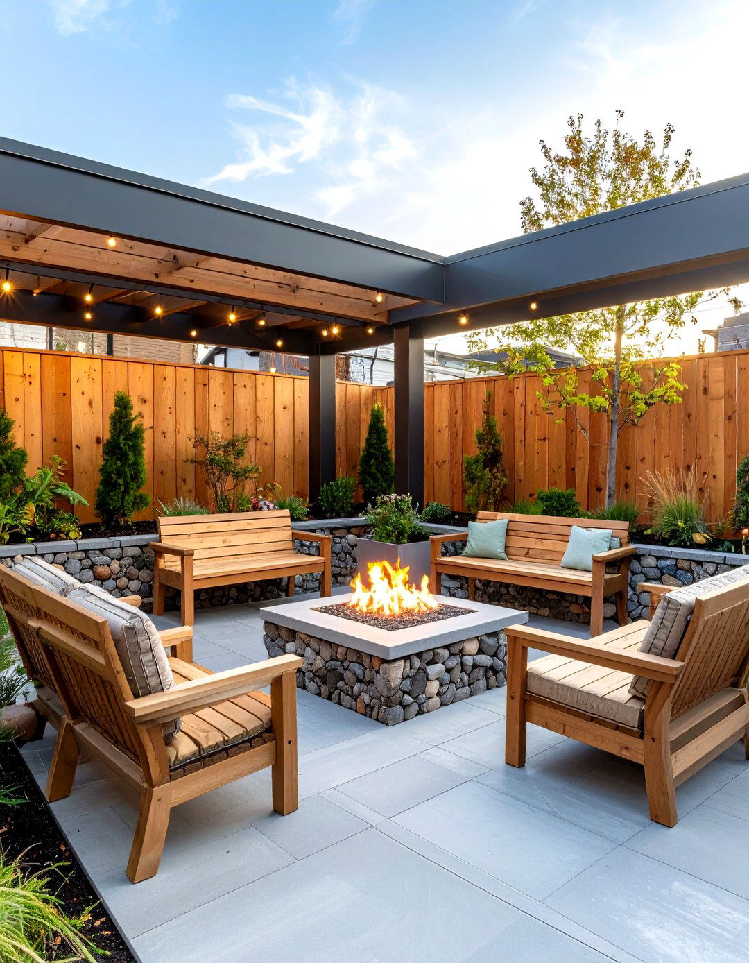 Gabion Wall Fire Pit Enclosure - 30 fire pit landscaping ideas