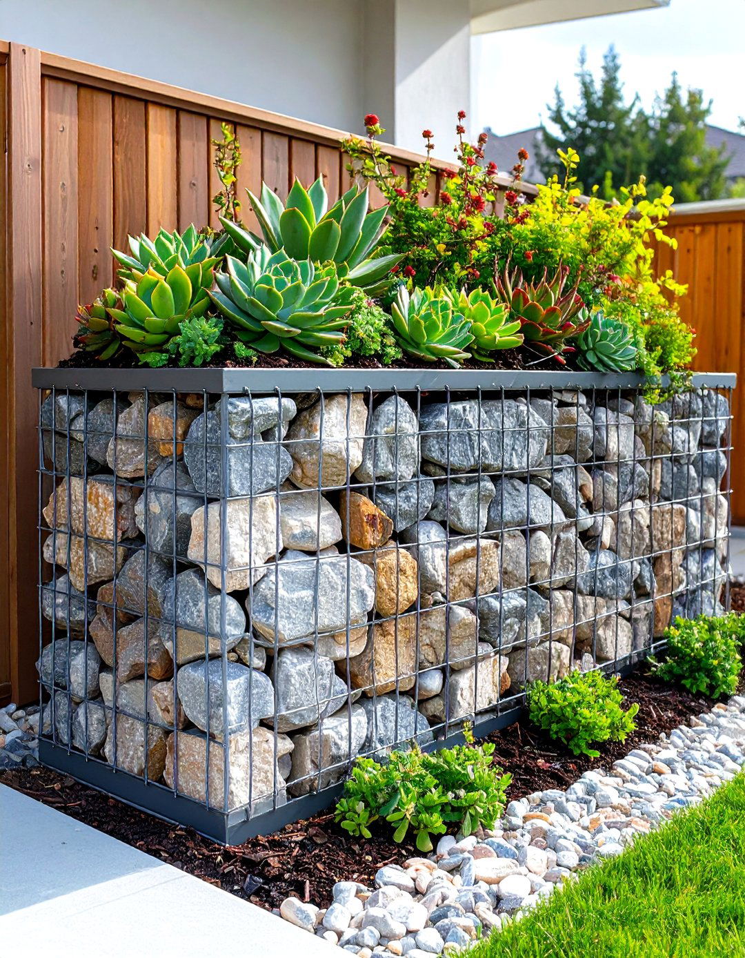 Gabion Wall Front Yard Rock Garden - 30 rock garden ideas for front yard