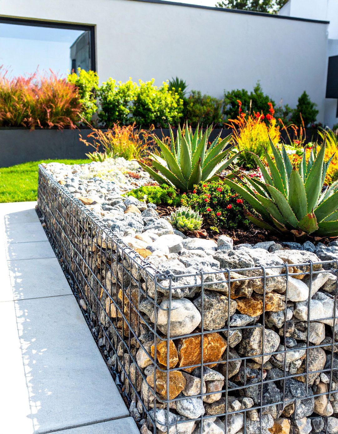 Gabion Wall Garden Edging - 30 modern garden edging ideas