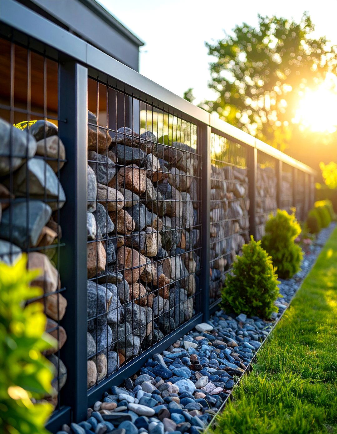 Gabion Wall Garden Fencing - 30 garden fencing ideas