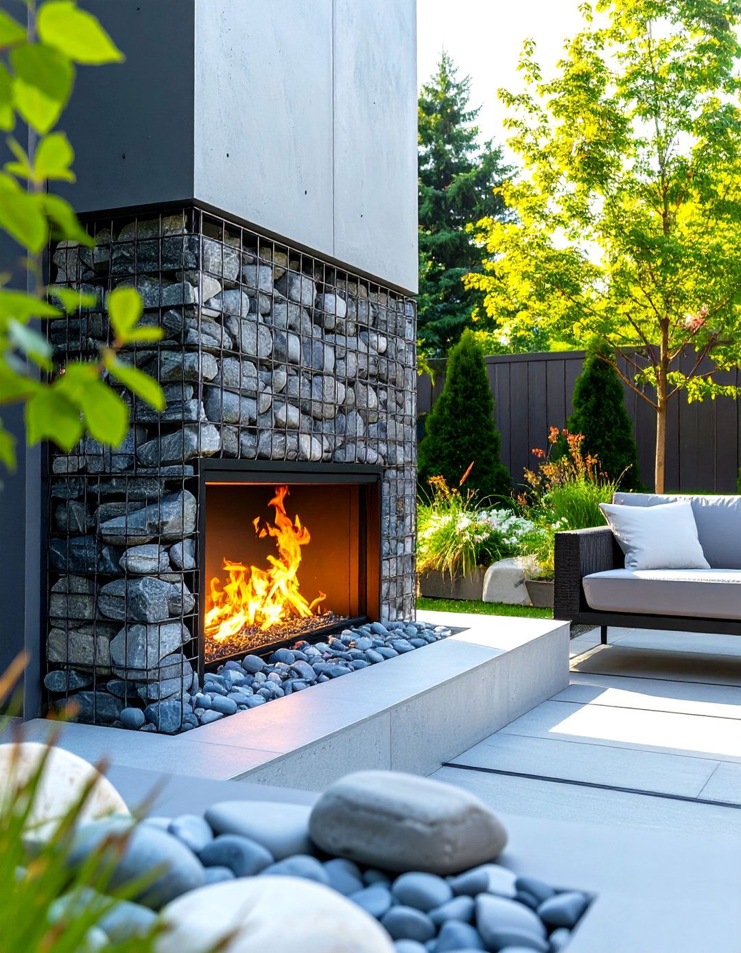 Gabion Wall Outdoor Fireplace - 30 outdoor fireplace ideas