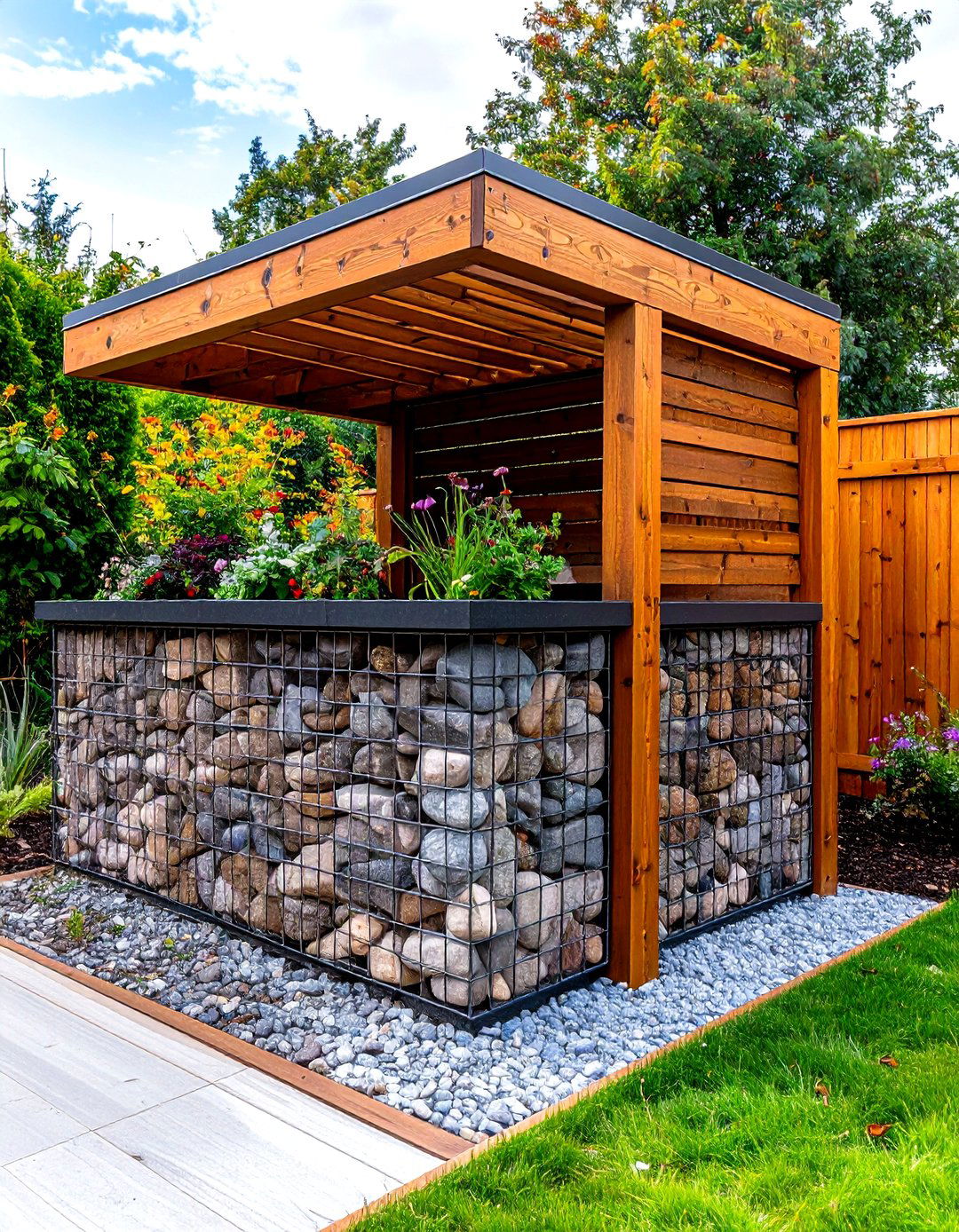 Gabion Wall Patio Bar - 30 patio bar ideas
