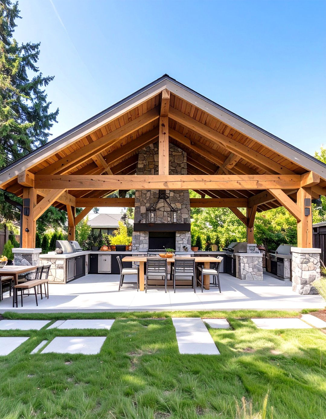 Gable Roof Covered Outdoor BBQ Kitchen - 30 outdoor bbq ideas