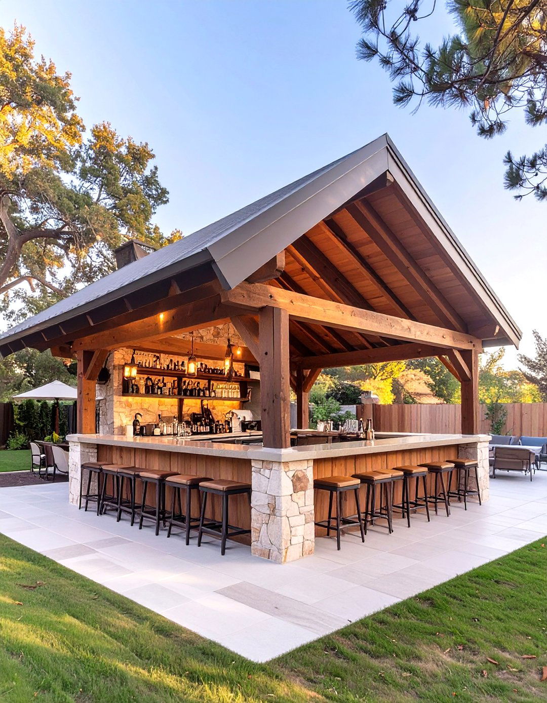 Gable Roof Covered Outdoor Bar - 30 rustic outdoor bar ideas