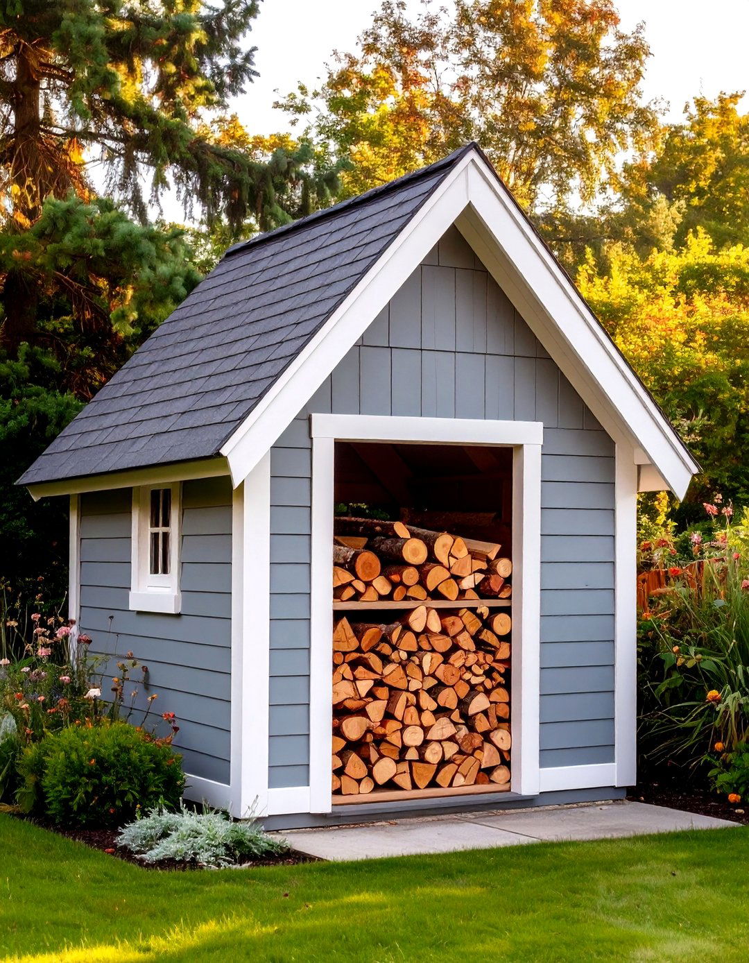 Gable Roof Mini Firewood Shed - 30 outdoor firewood storage ideas