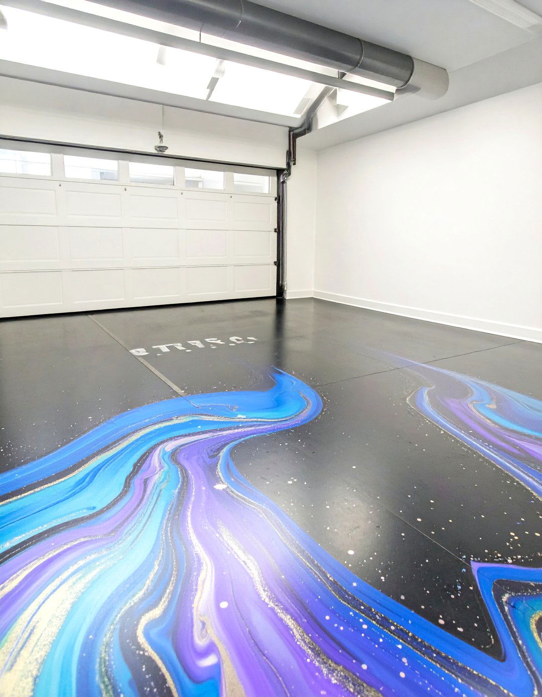 Galaxy Themed Epoxy Garage Floor - 30 garage floor paint ideas