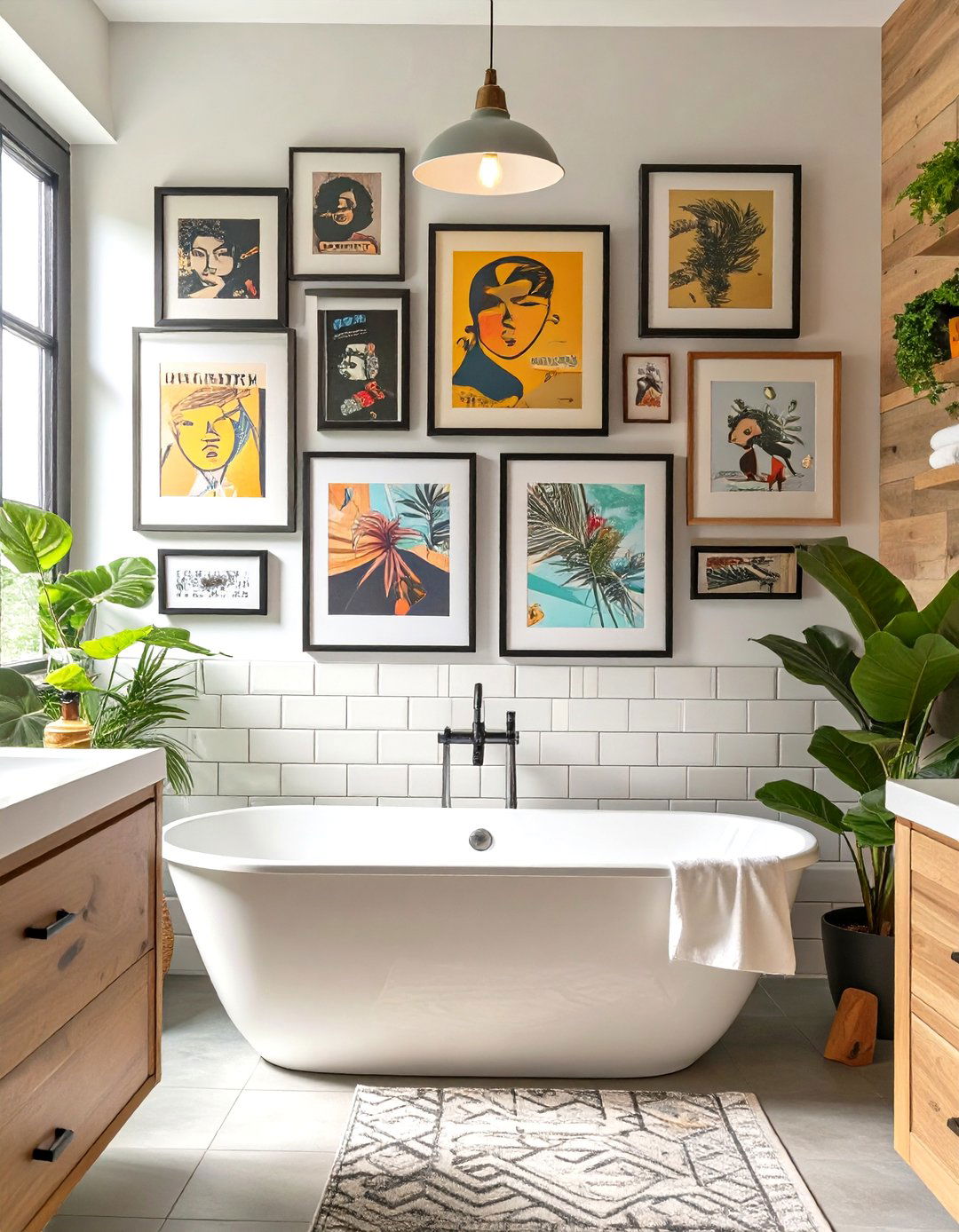 Gallery Wall of Framed Art - 30 teen bathroom ideas