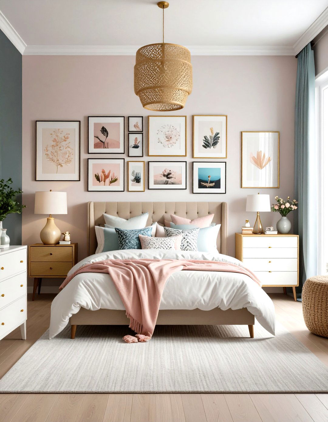 Gallery Wall with Mixed Frames - 30 room decor ideas for girls